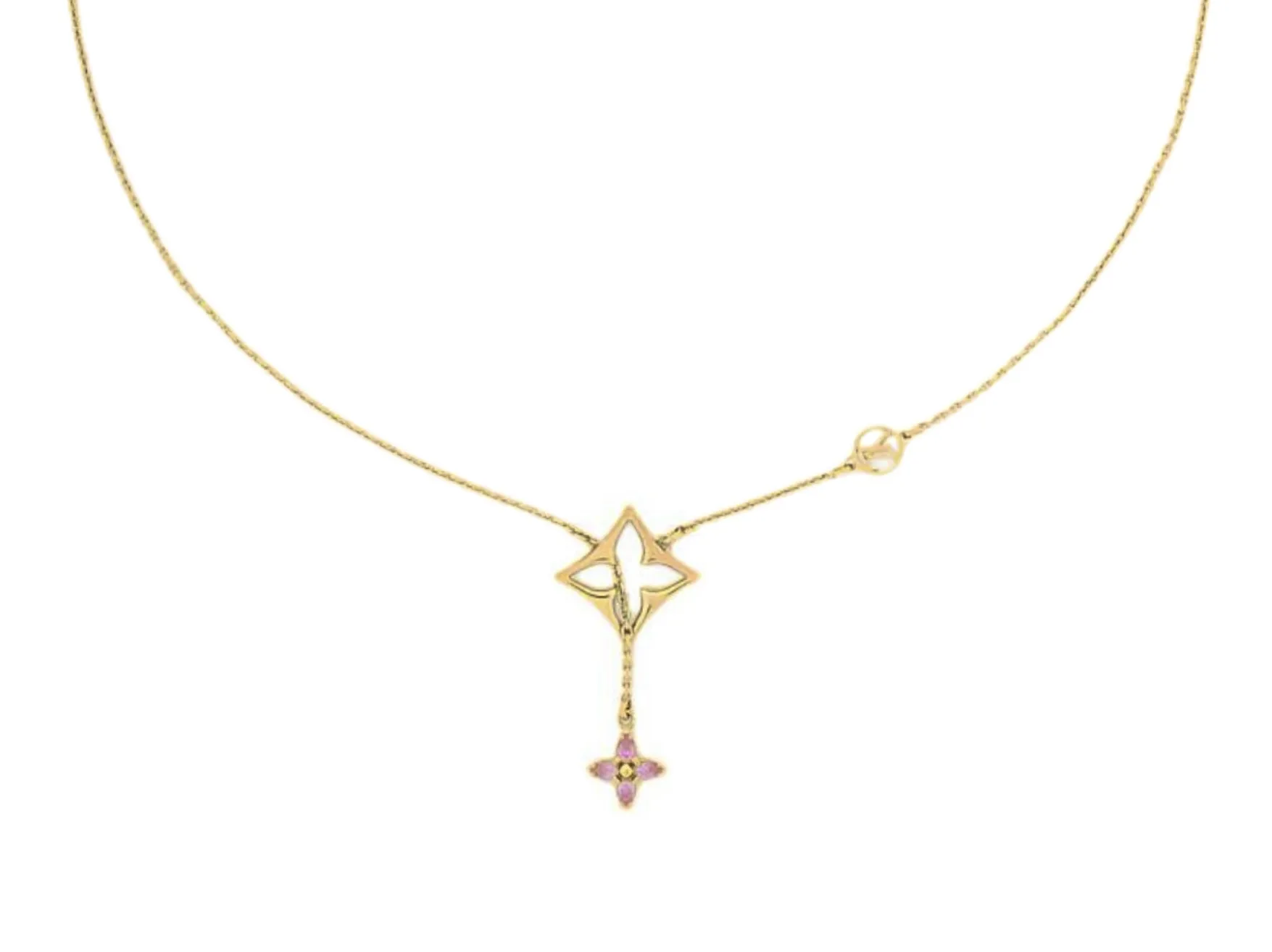 Monogram Flower Pendant Necklace with Pink Crystals D14017225