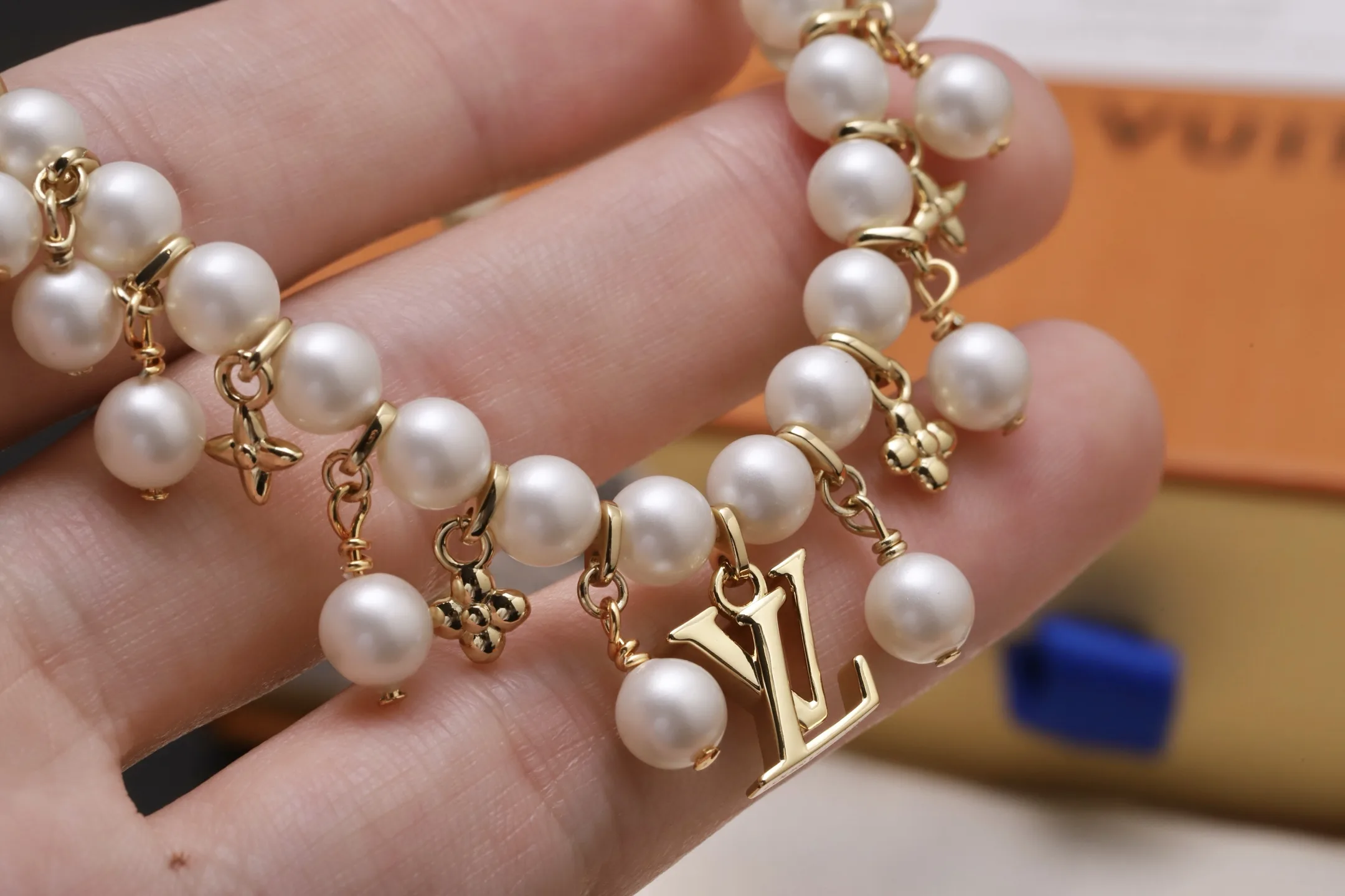 Monogram Flower Pearl Fringe Necklace D21017367 — view 5