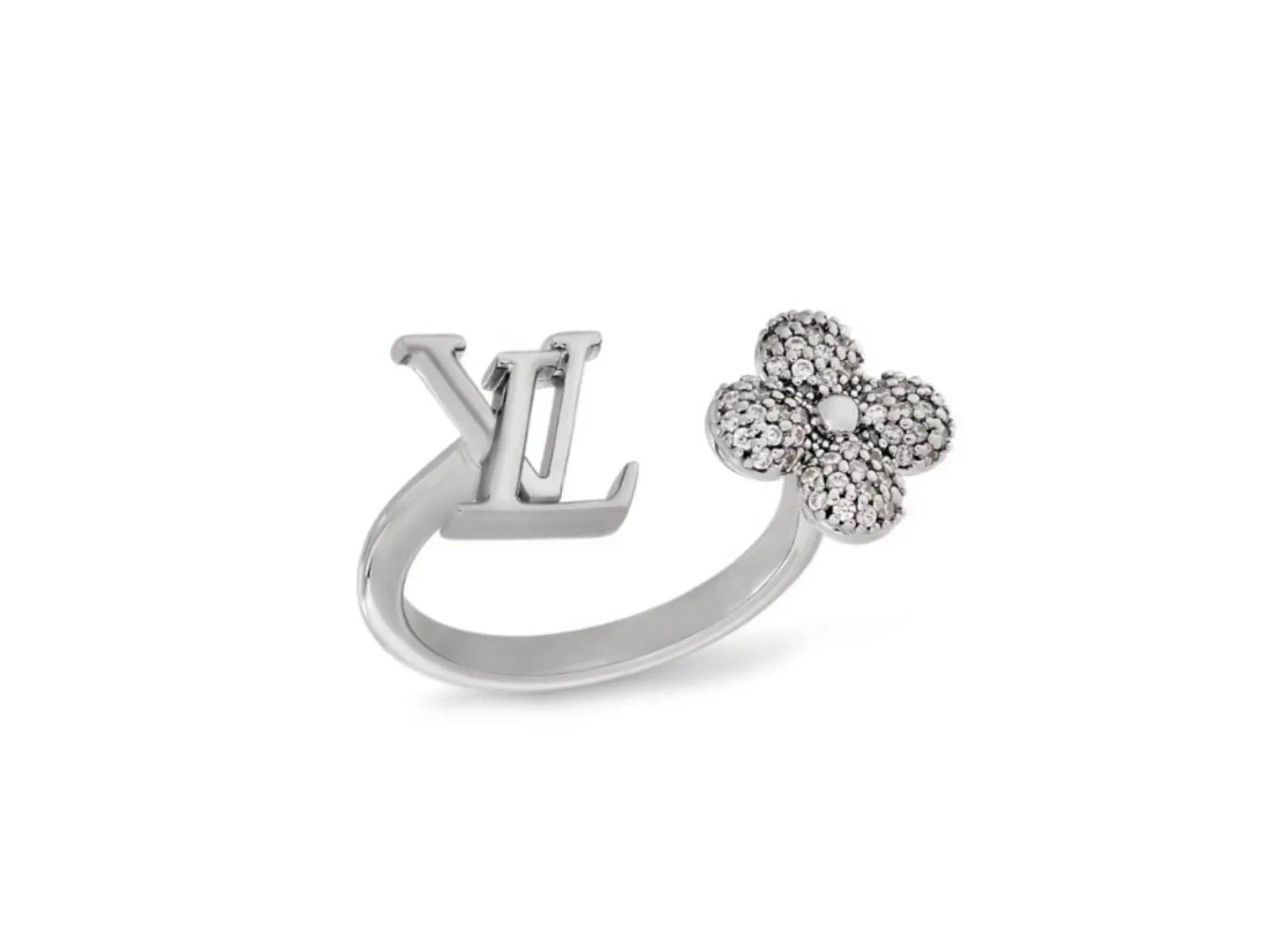 Crystal Monogram Flower Open Ring D13517222