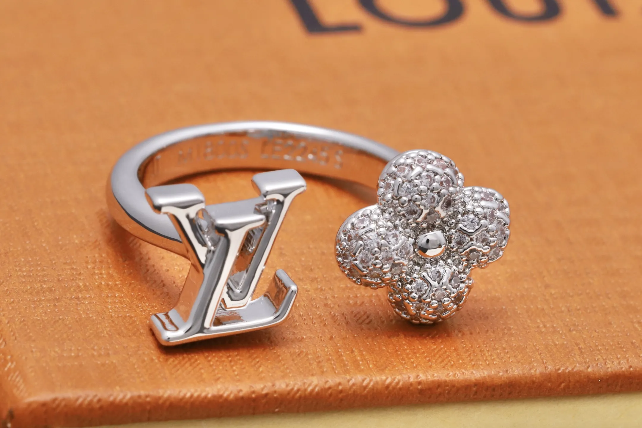 Crystal Monogram Flower Open Ring D13517222 — view 3