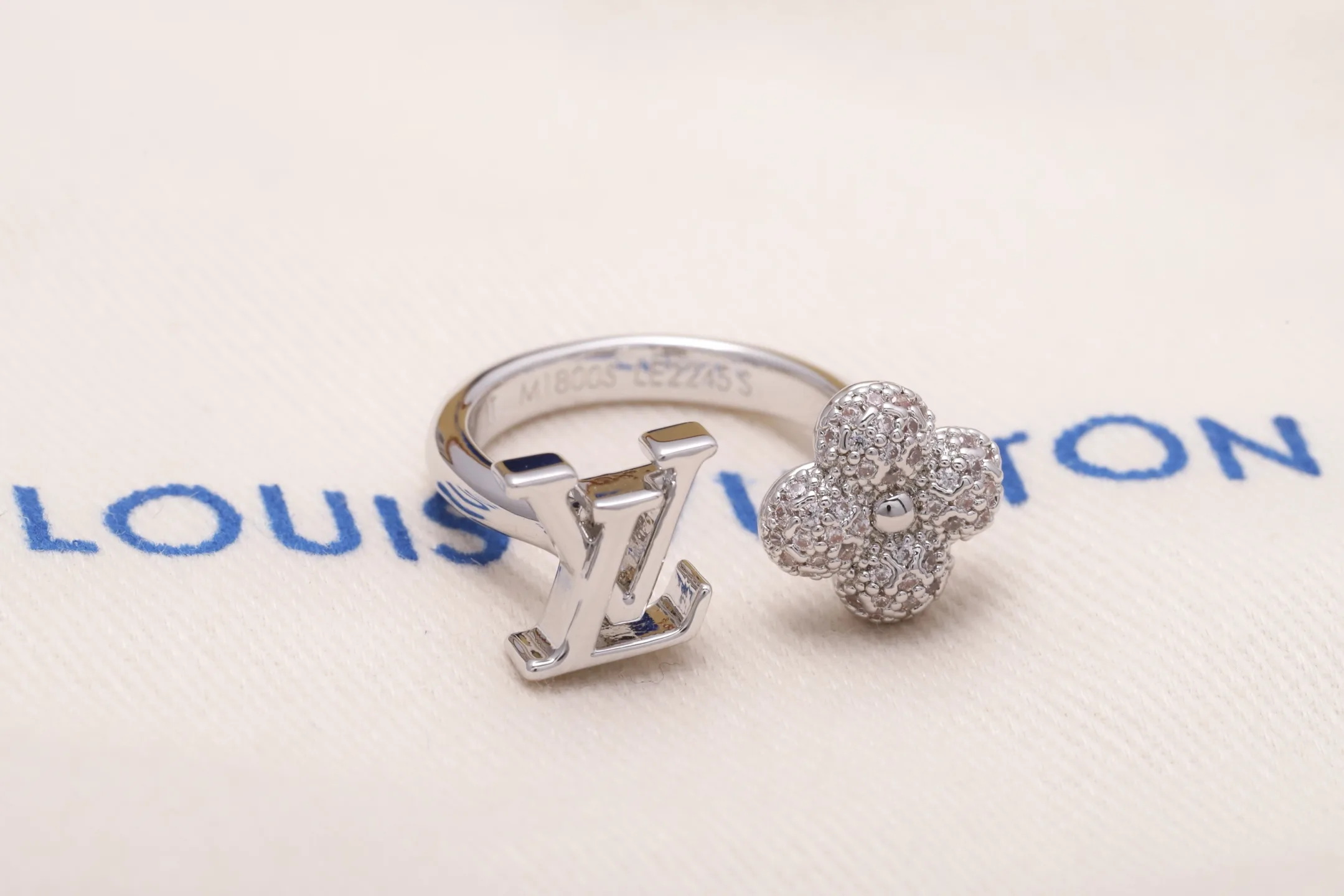 Crystal Monogram Flower Open Ring D13517222 — view 4