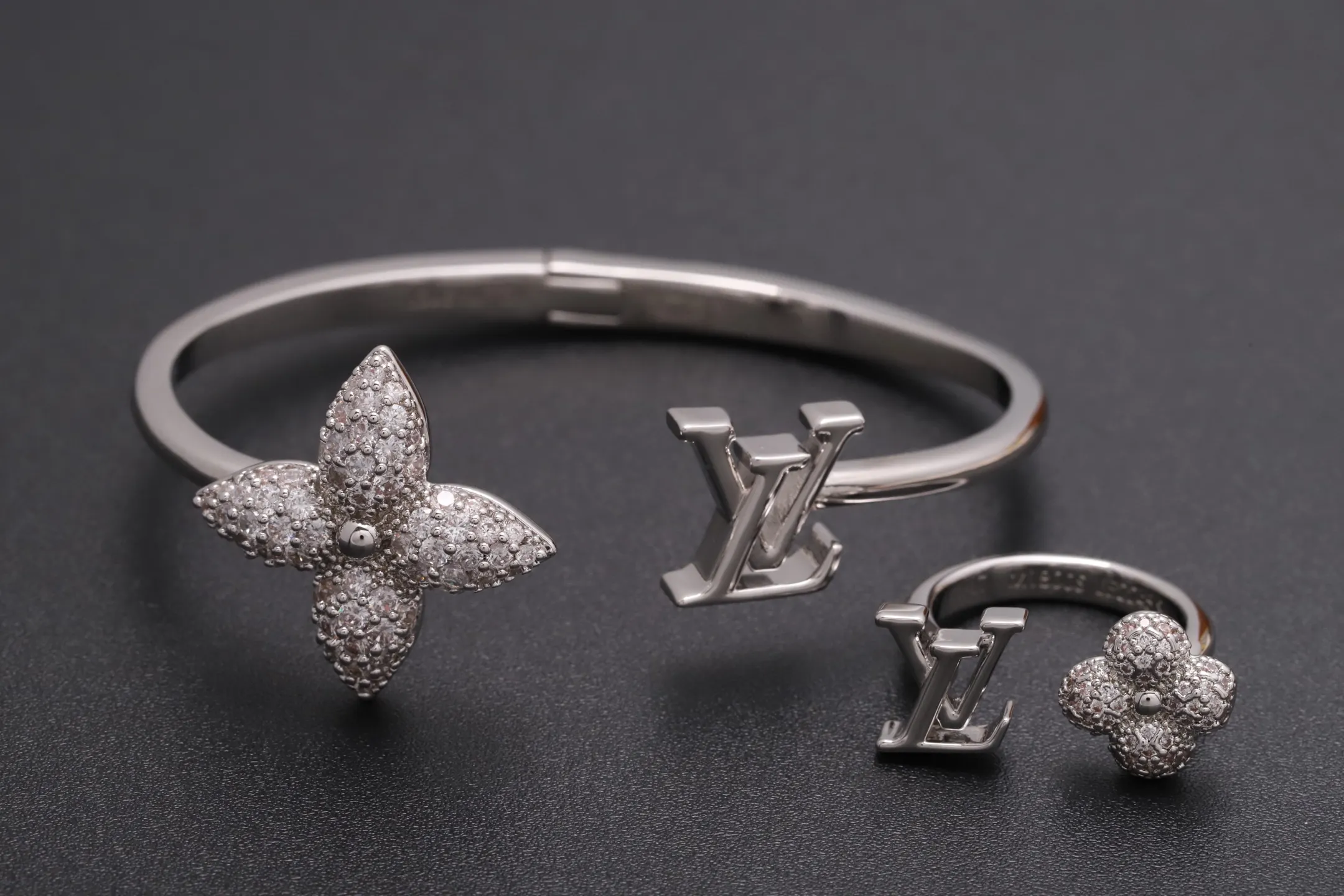 Crystal Monogram Flower Open Ring D13517222 — view 8