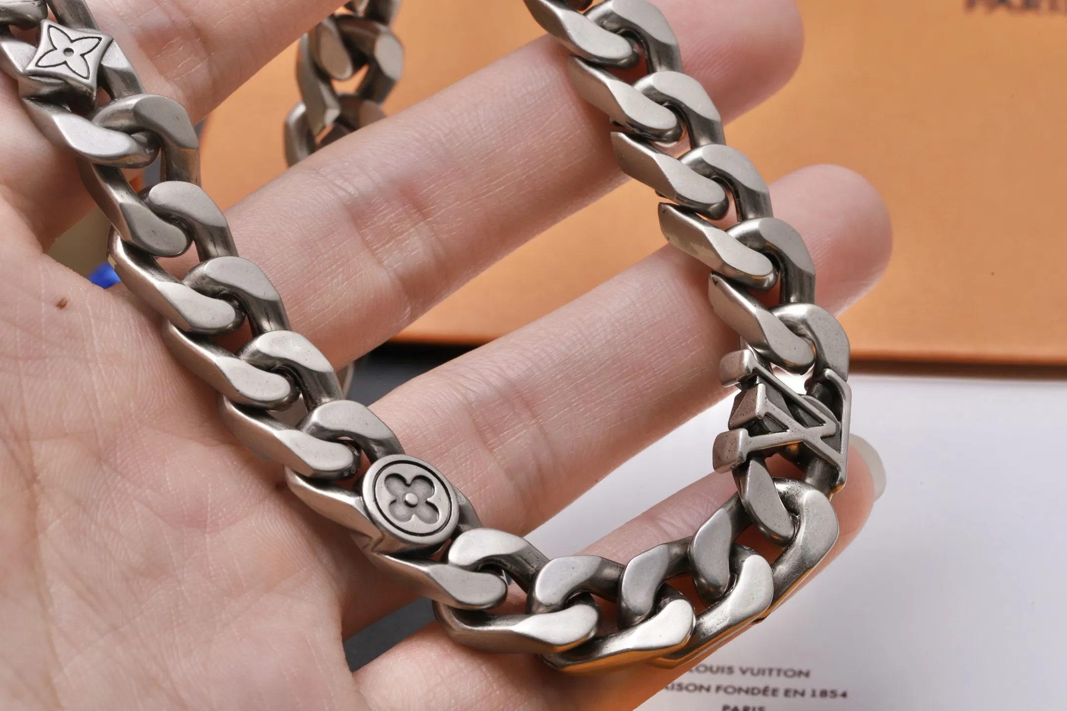 Monogram Engraved Cuban Link Necklace (Titanium Steel) D16016776 — view 5