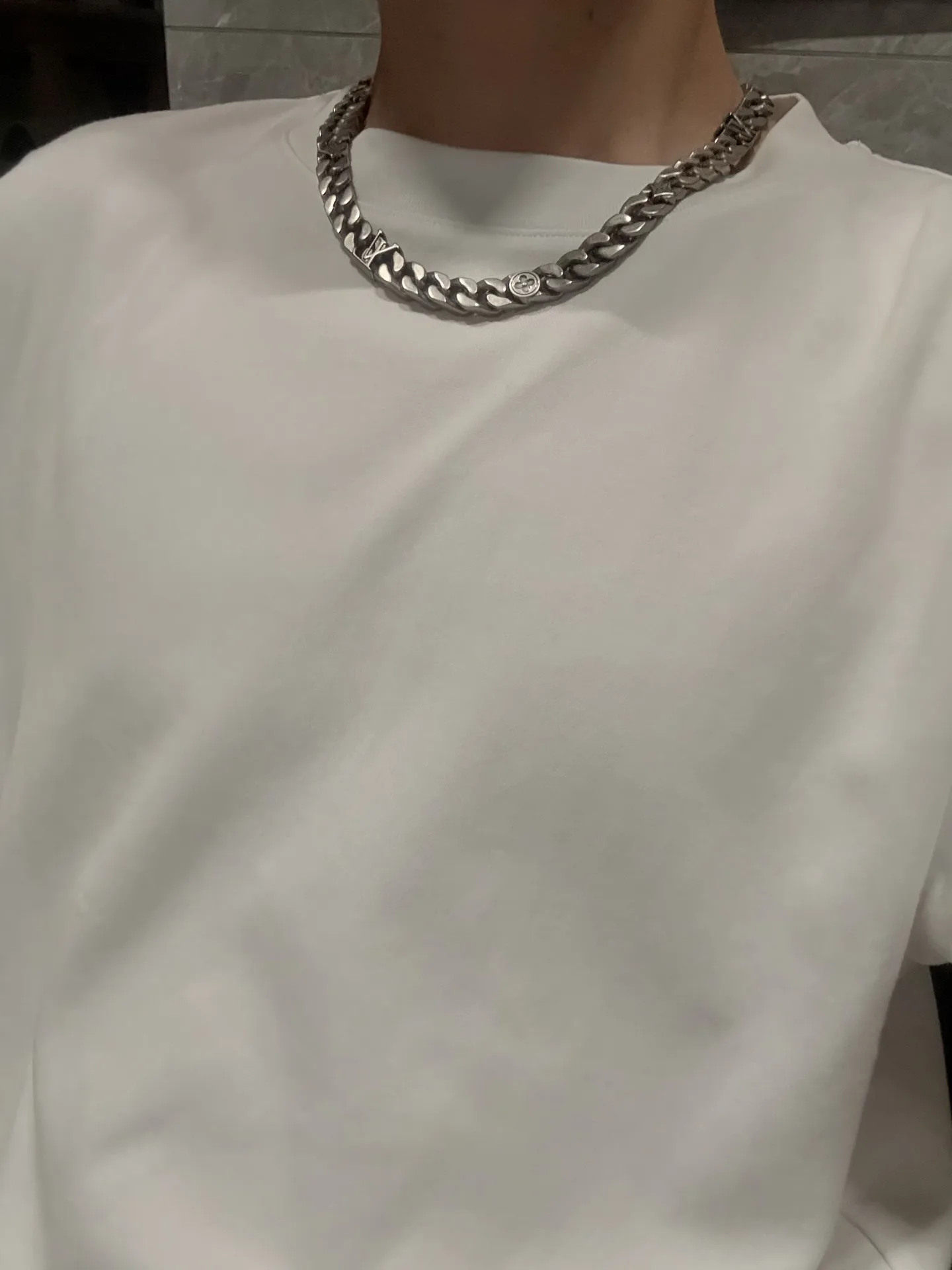 Monogram Engraved Cuban Link Necklace (Titanium Steel) D16016776 — view 8