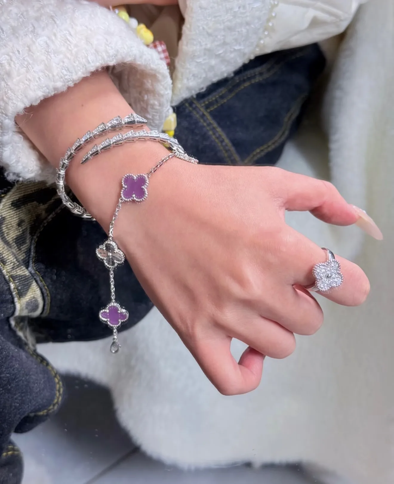 Vintage Alhambra 5-Motif Bracelet (Sterling Silver) D29016650 — view 8