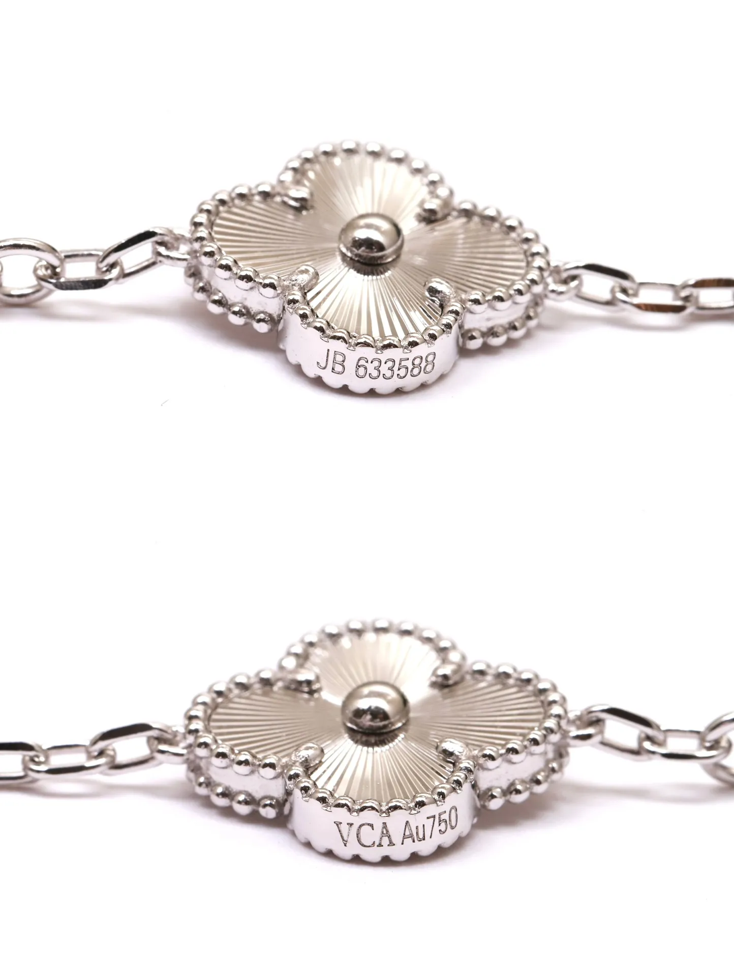 Alhambra 5-Motif Guilloché and Diamond Bracelet (Sterling Silver) D31016635 — view 8