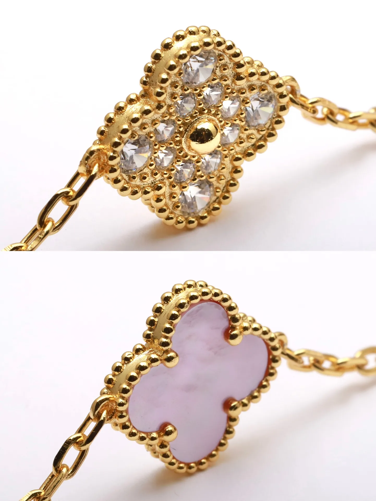 Alhambra 5-Motif Bracelet with Pink Shell and Crystals (Sterling Silver) D32516645 — view 6