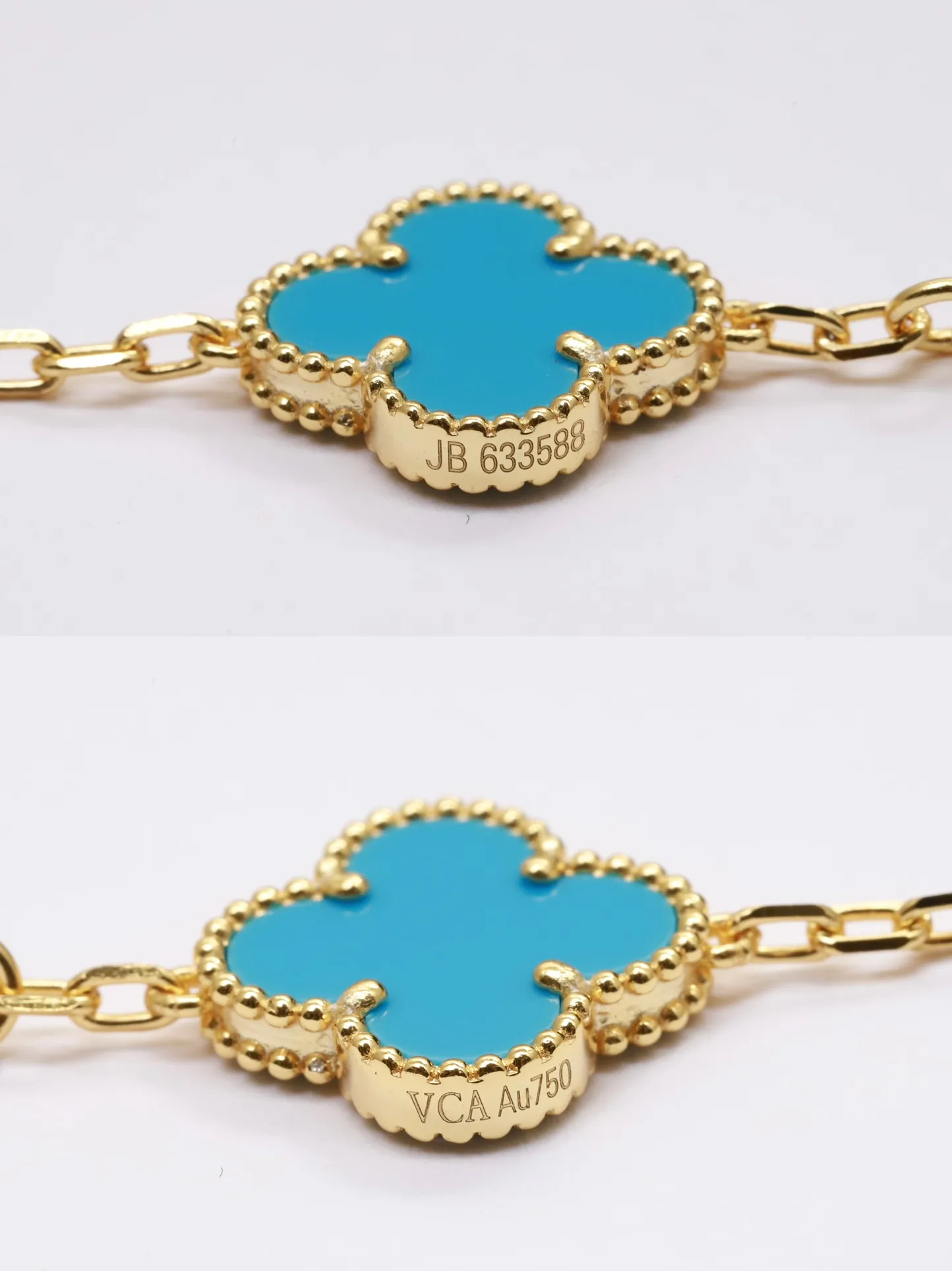 Alhambra 5-Motif Turquoise and Diamond Bracelet (Sterling Silver) D31016639 — view 7