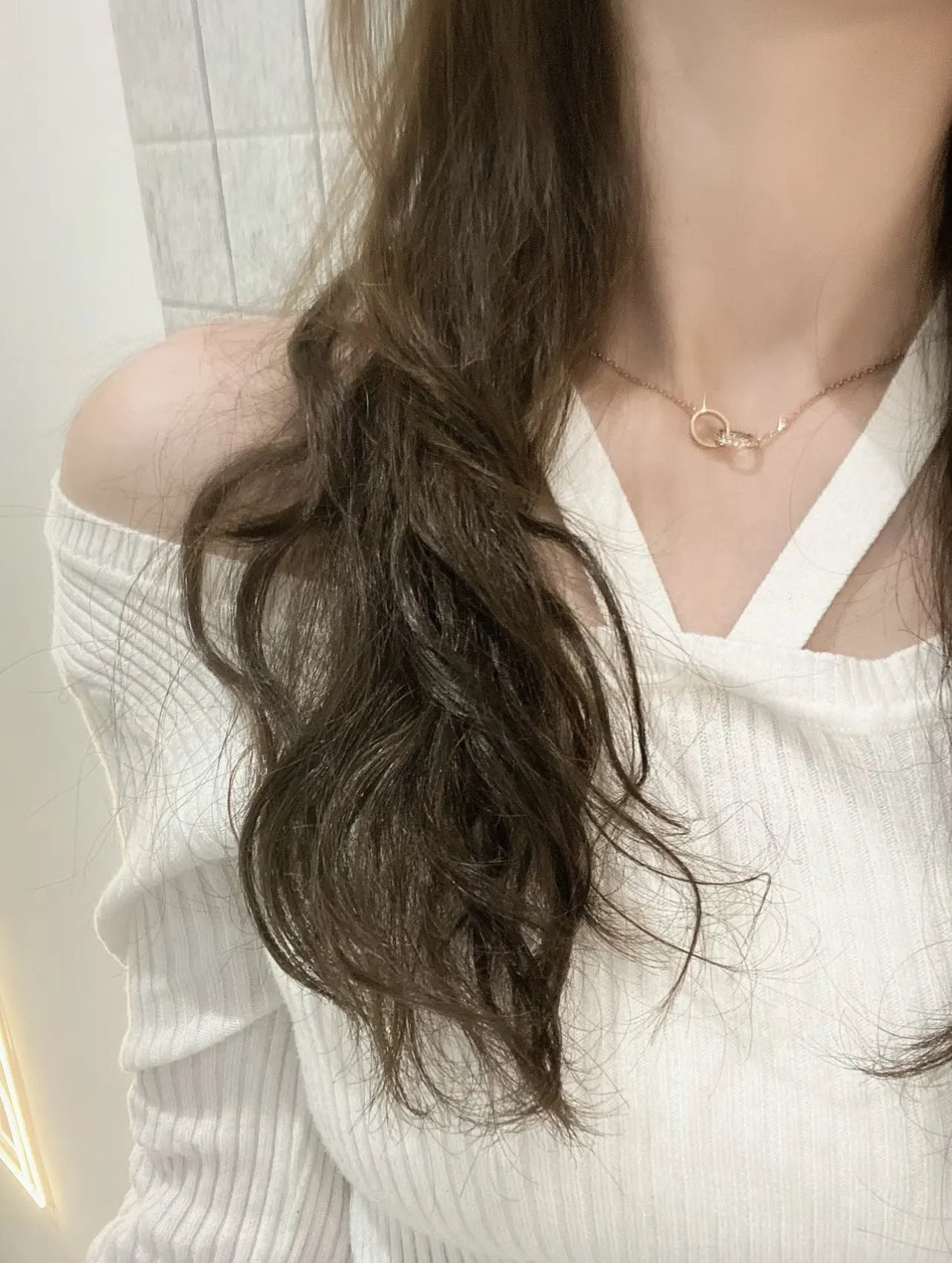 Love Interlocking Double Ring Necklace (Gold-Plated Brass) D12016703 — view 8