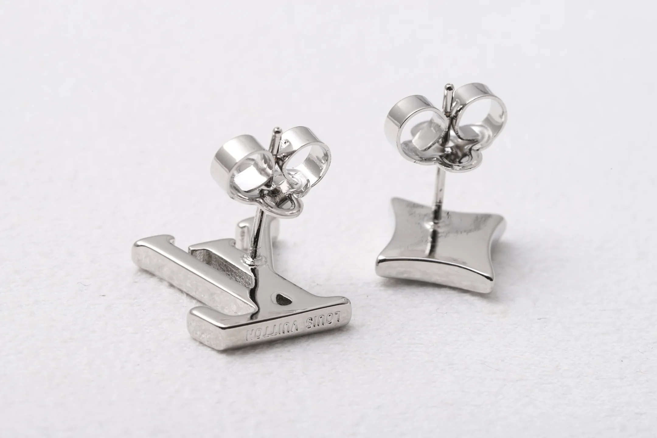 Monogram Asymmetric Stud Earrings (Titanium Steel) D10516773 — view 6