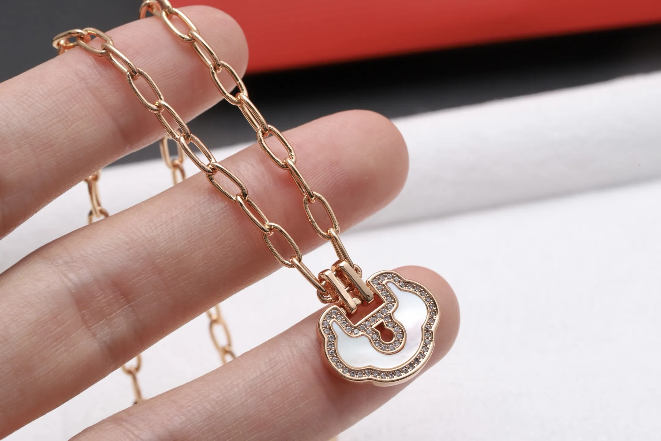 Petite Yu Yi Lock Pendant Necklace (Gold-Plated Brass) D17517044 — view 5