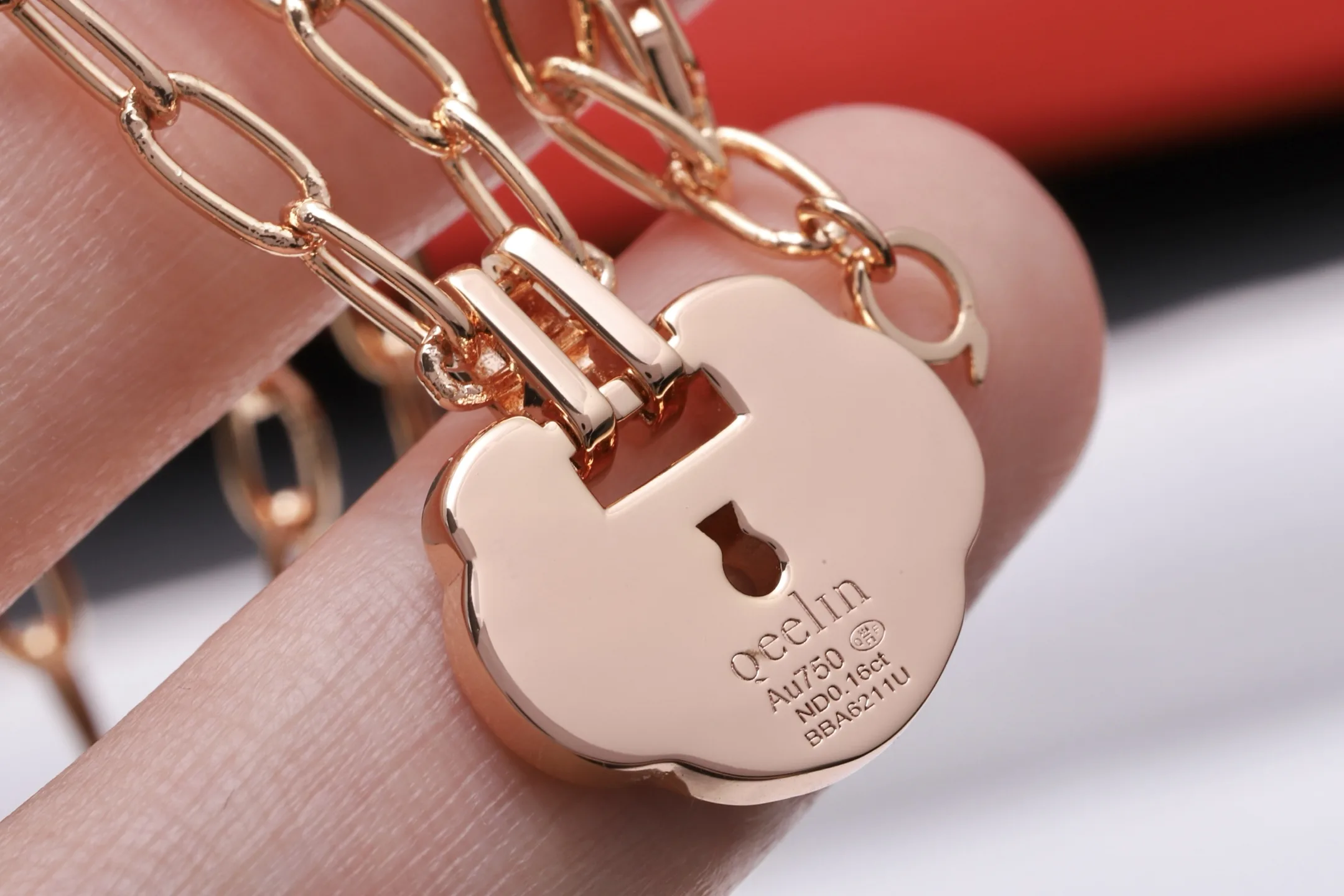Petite Yu Yi Lock Pendant Necklace (Gold-Plated Brass) D17517044 — view 6