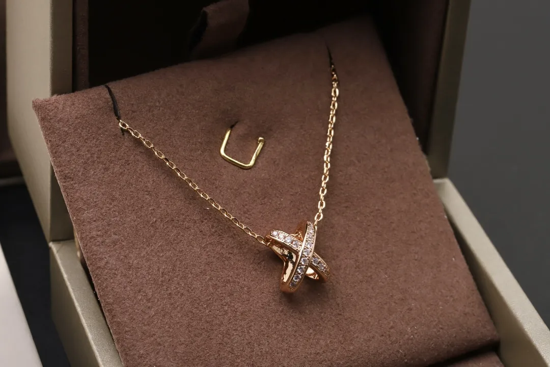 Jeux de Liens Cross Pendant Necklace (Gold-Plated Brass) D12516597 — view 2