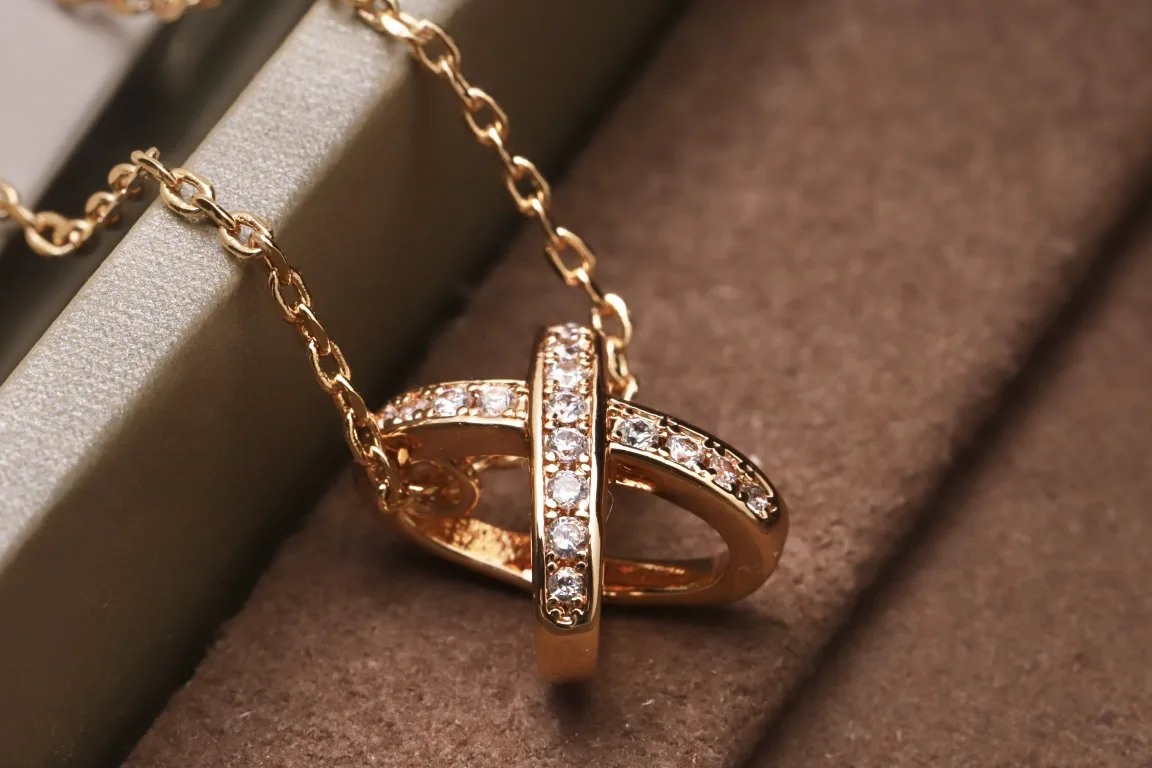 Jeux de Liens Cross Pendant Necklace (Gold-Plated Brass) D12516597 — view 3
