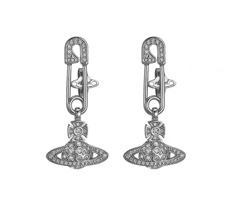 Crystal-Embellished Safety Pin Orb Earrings D14016977