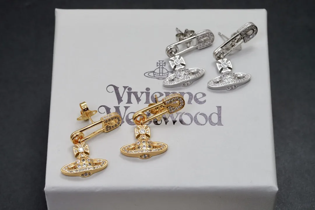 Crystal-Embellished Safety Pin Orb Earrings D14016977 — view 3
