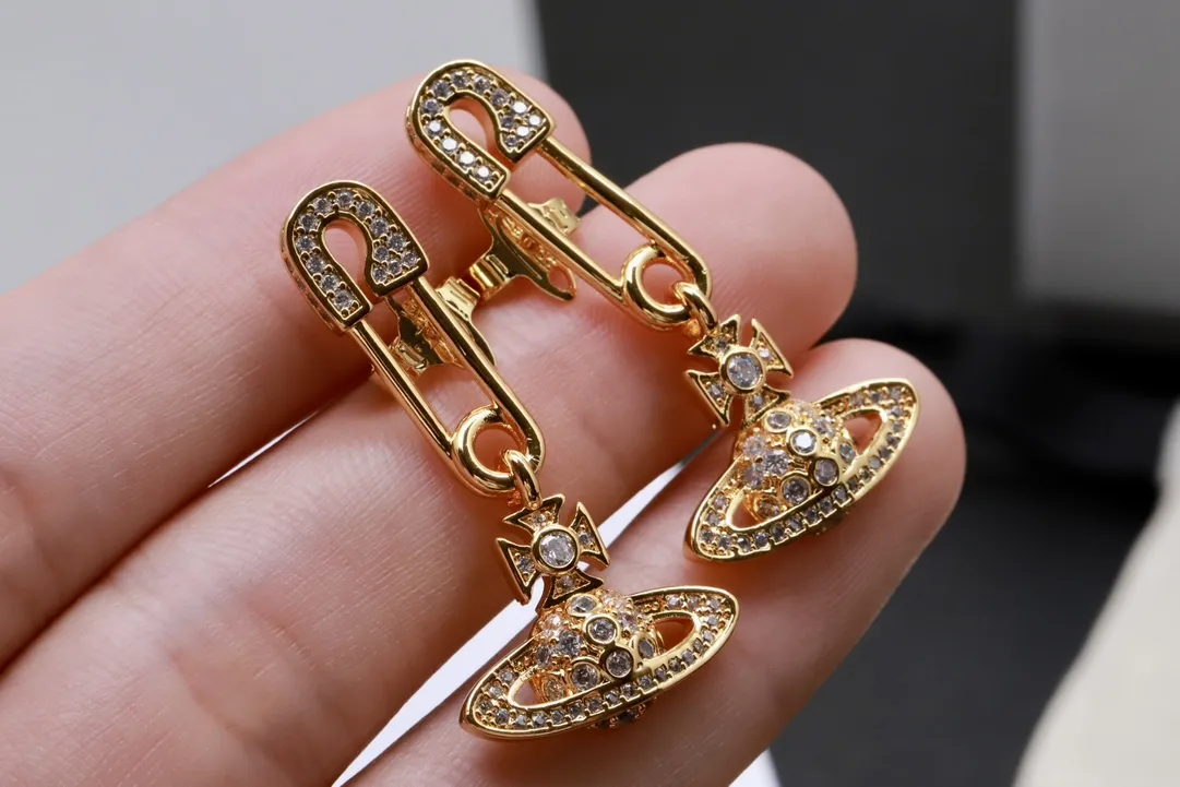 Crystal-Embellished Safety Pin Orb Earrings D14016977 — view 4
