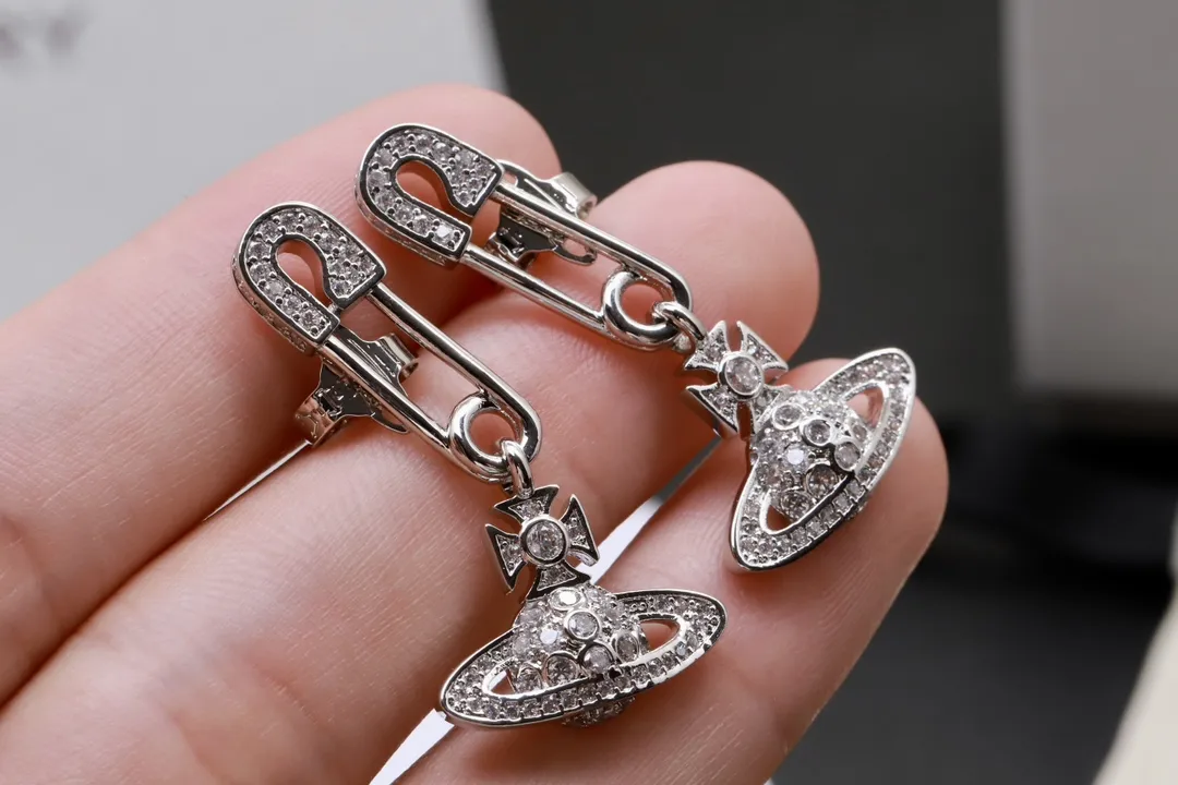 Crystal-Embellished Safety Pin Orb Earrings D14016977 — view 5