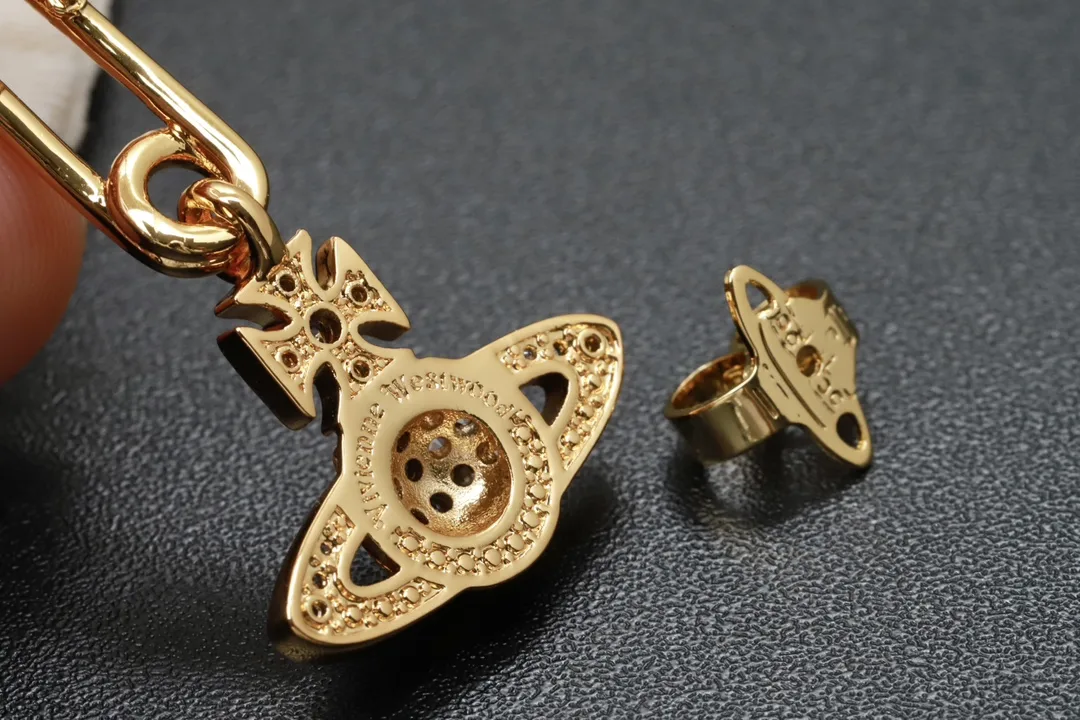 Crystal-Embellished Safety Pin Orb Earrings D14016977 — view 7
