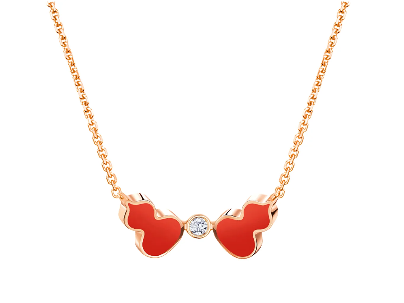 Double Wulu Diamond Pendant Necklace (Gold-Plated Brass) D15017048