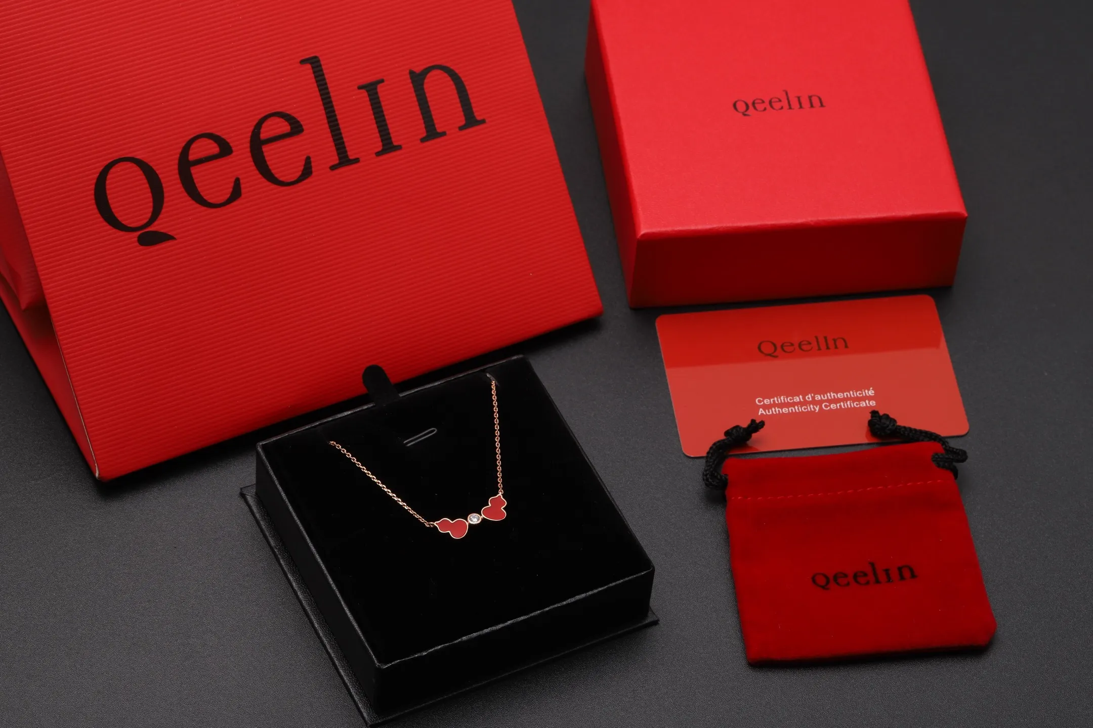 Double Wulu Diamond Pendant Necklace (Gold-Plated Brass) D15017048 — view 2