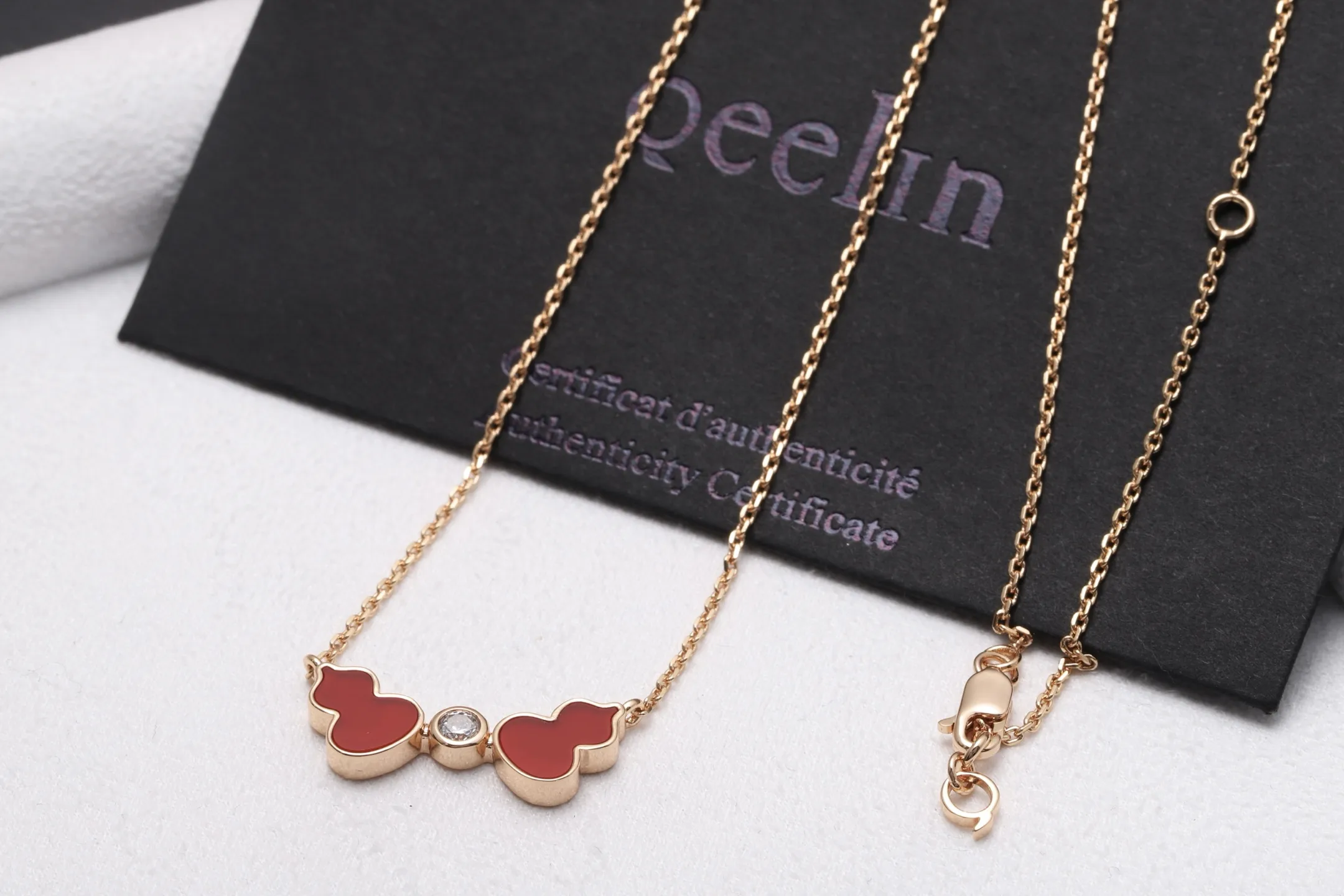Double Wulu Diamond Pendant Necklace (Gold-Plated Brass) D15017048 — view 4