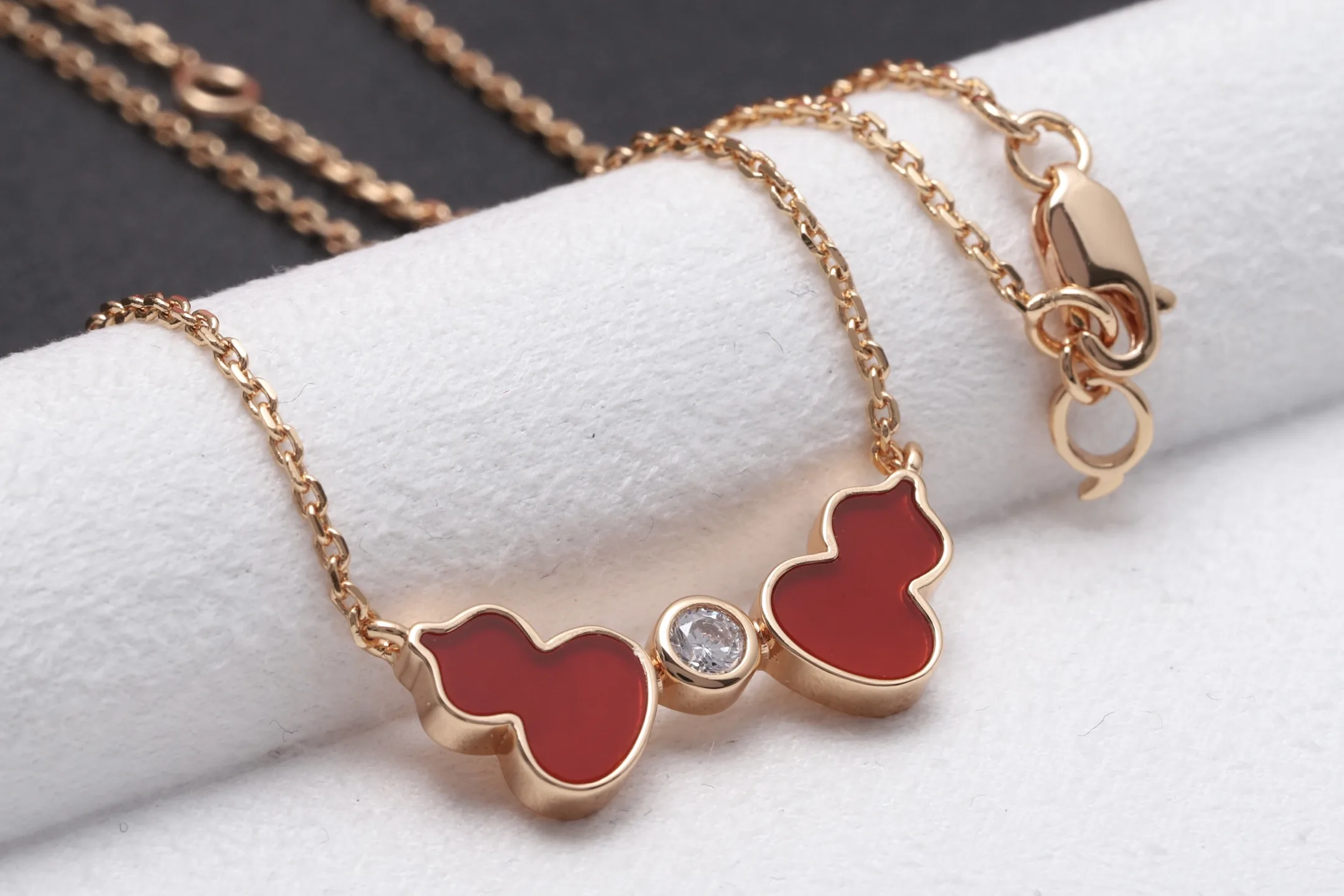 Double Wulu Diamond Pendant Necklace (Gold-Plated Brass) D15017048 — view 5