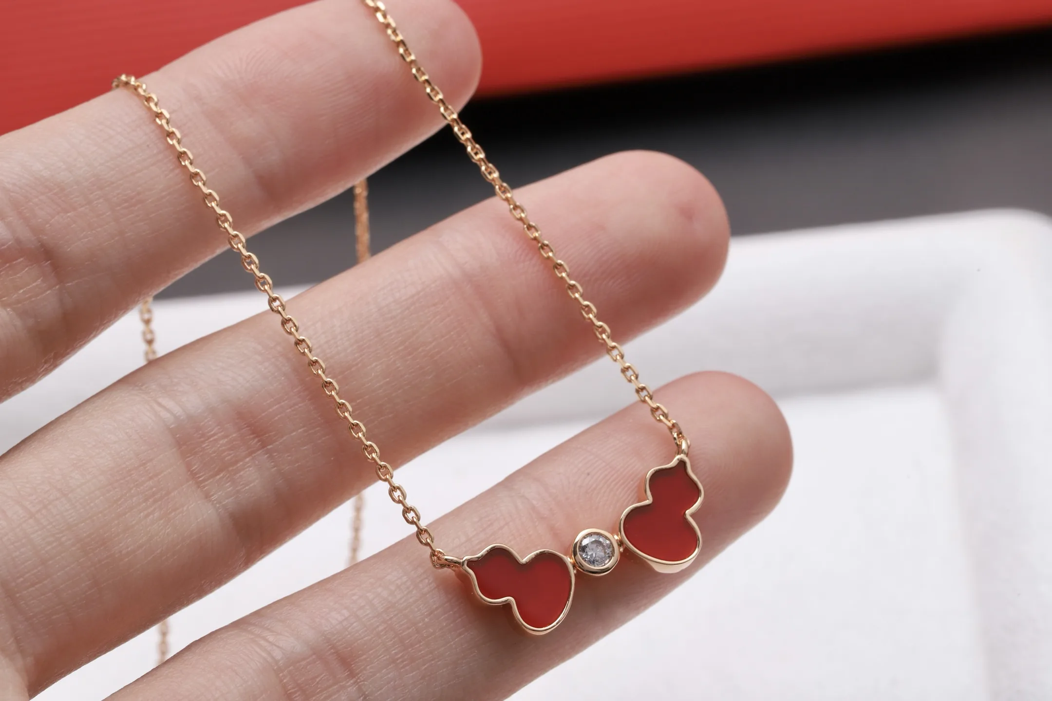 Double Wulu Diamond Pendant Necklace (Gold-Plated Brass) D15017048 — view 6