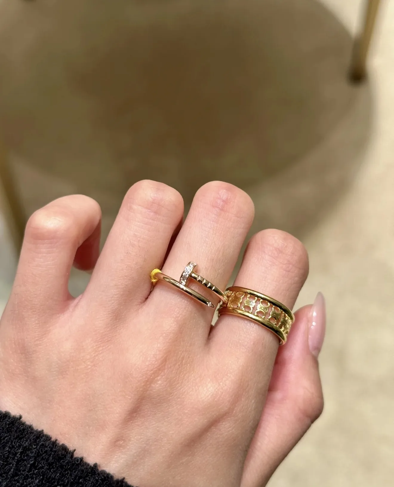 Juste un Clou Slim Ring with Crystals (Gold-Plated Brass) D13517708 — view 7