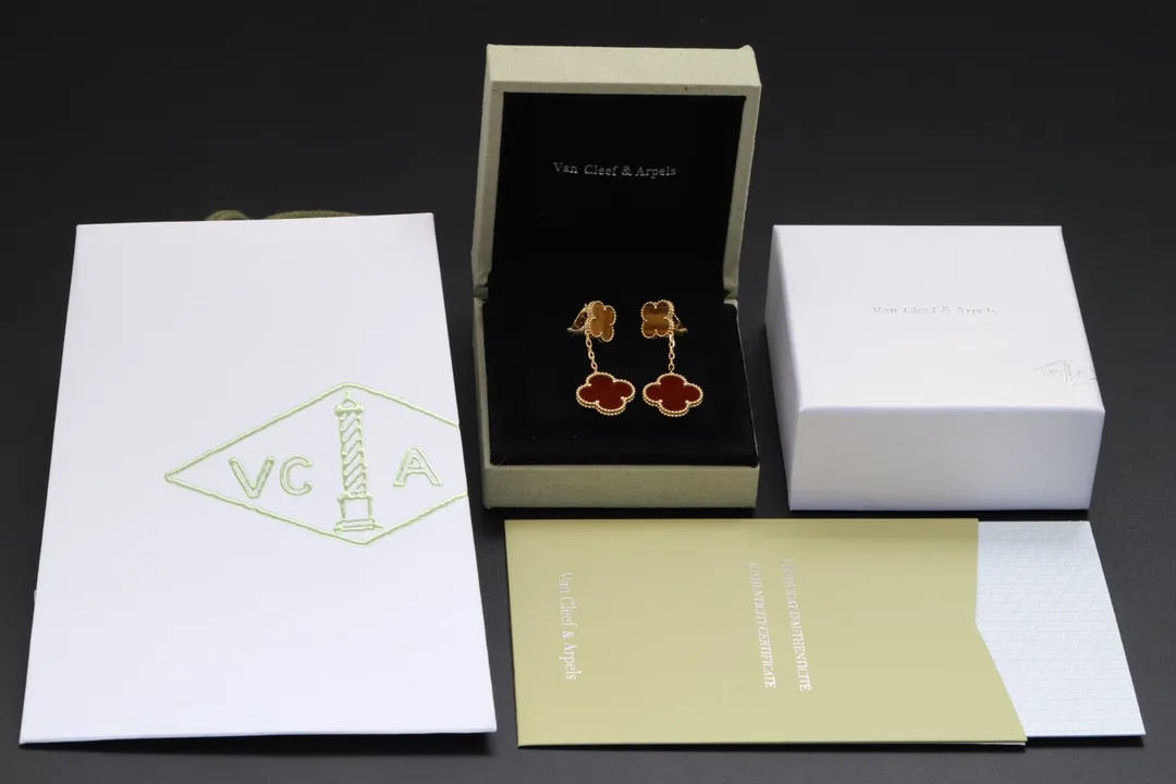 Vintage Alhambra 2-Motif Drop Earrings (Sterling Silver) D35016929 — view 2