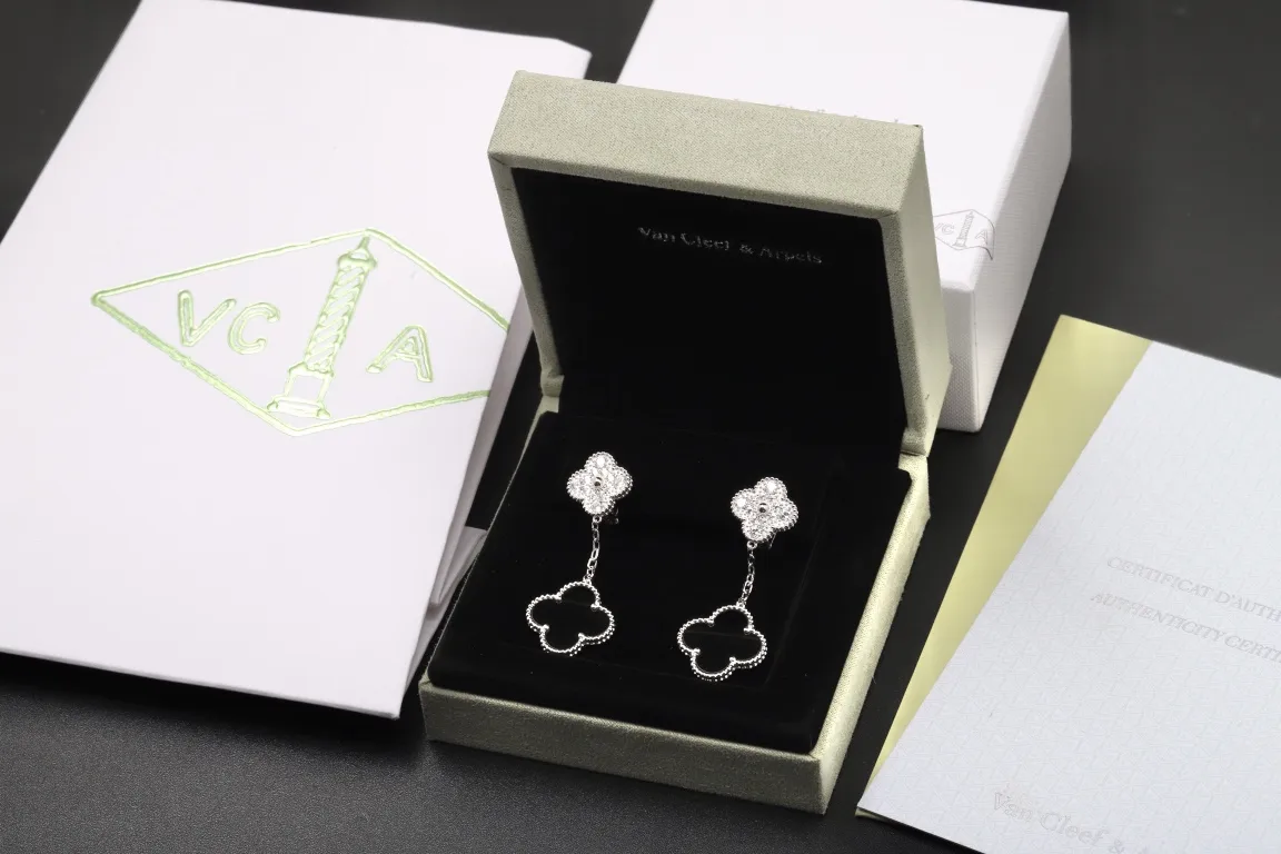Vintage Alhambra Double Motif Drop Earrings (Sterling Silver) D35016928