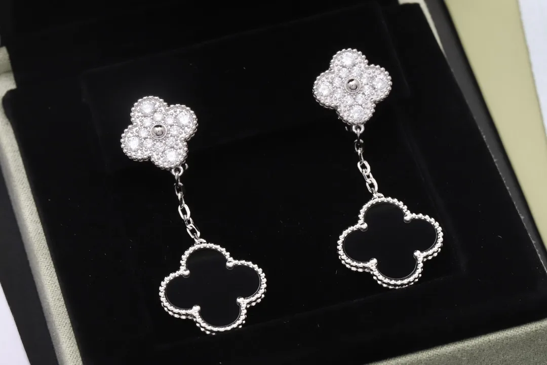 Vintage Alhambra Double Motif Drop Earrings (Sterling Silver) D35016928 — view 2