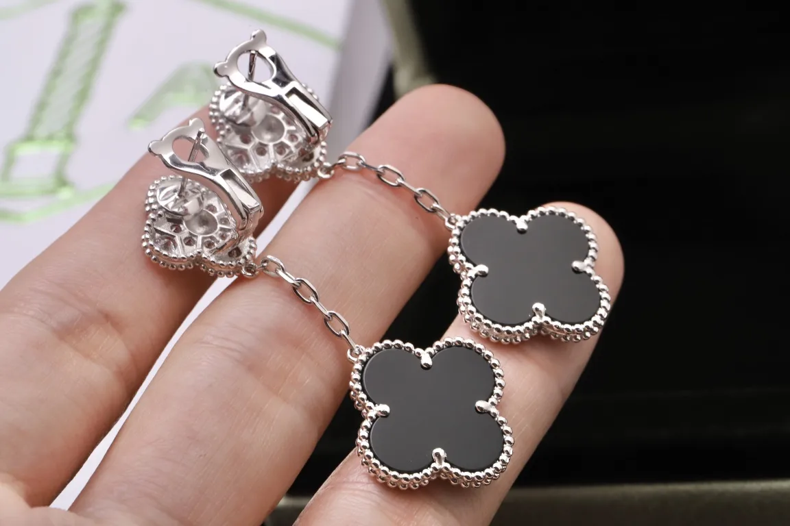 Vintage Alhambra Double Motif Drop Earrings (Sterling Silver) D35016928 — view 5