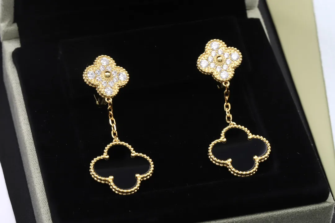 Vintage Alhambra Two-Motif Drop Earrings (Sterling Silver) D35016927 — view 2