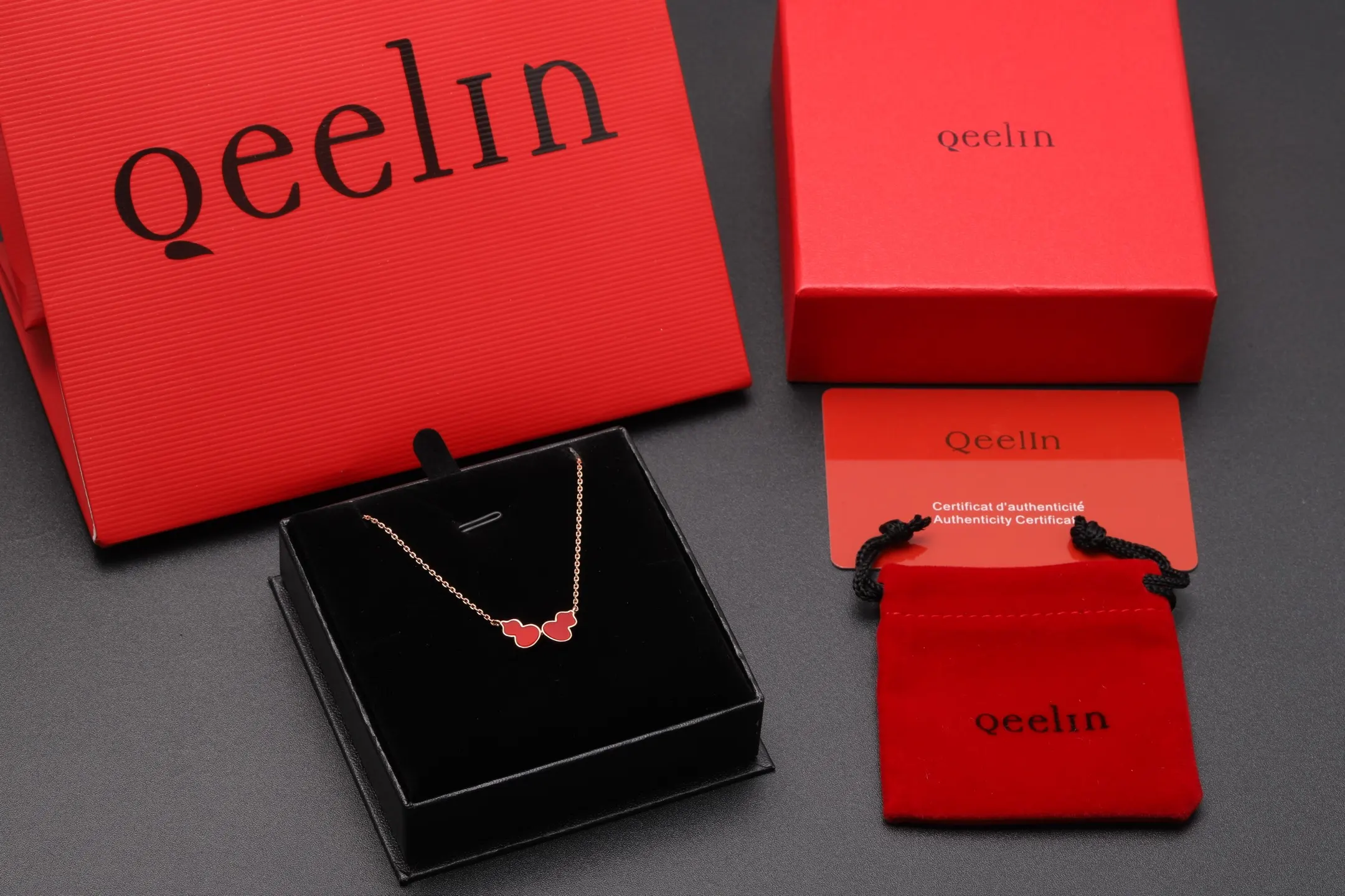 Double Wulu Pendant Necklace (Gold-Plated Brass) D15017049 — view 2