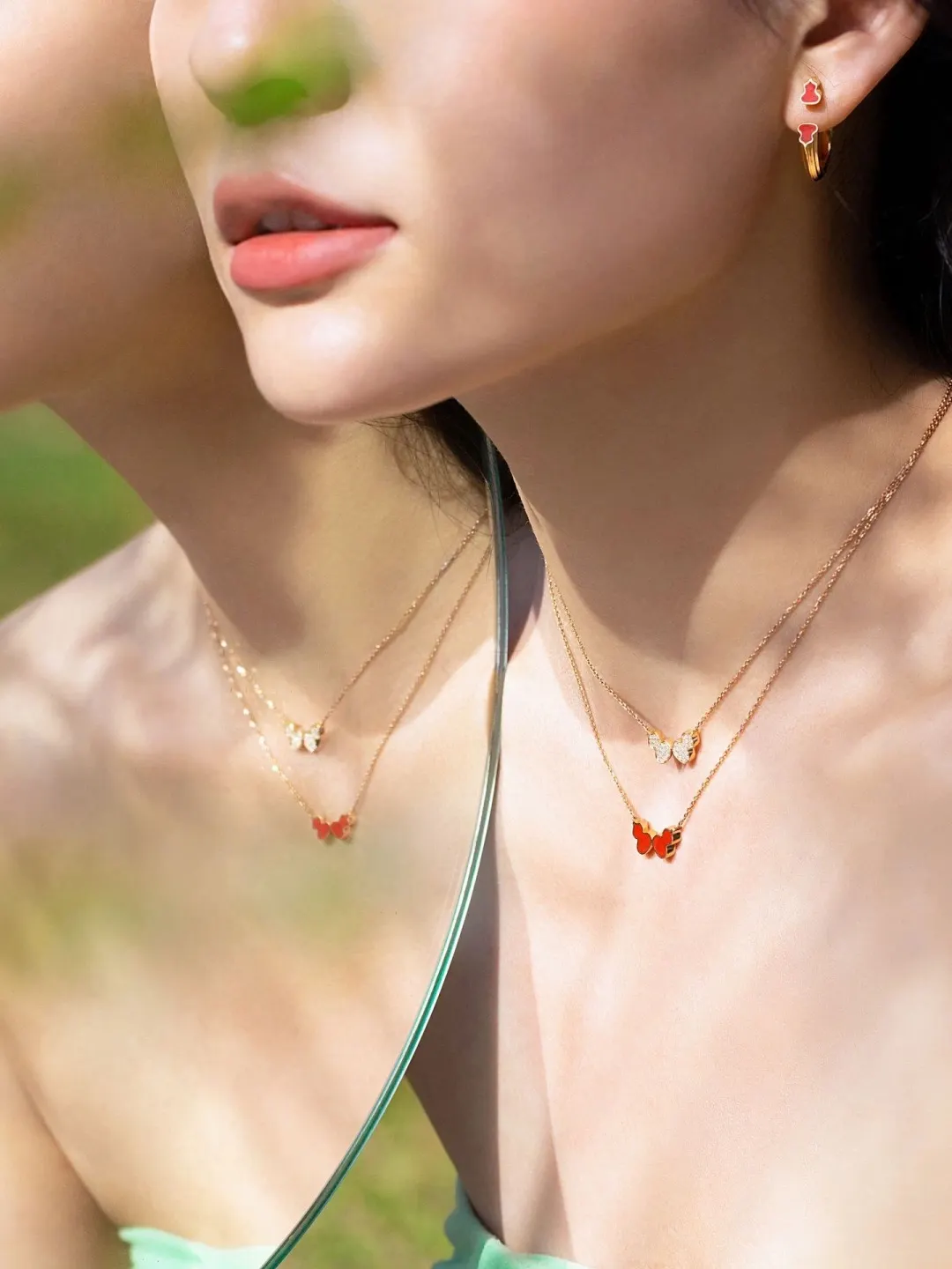 Double Wulu Pendant Necklace (Gold-Plated Brass) D15017049 — view 9