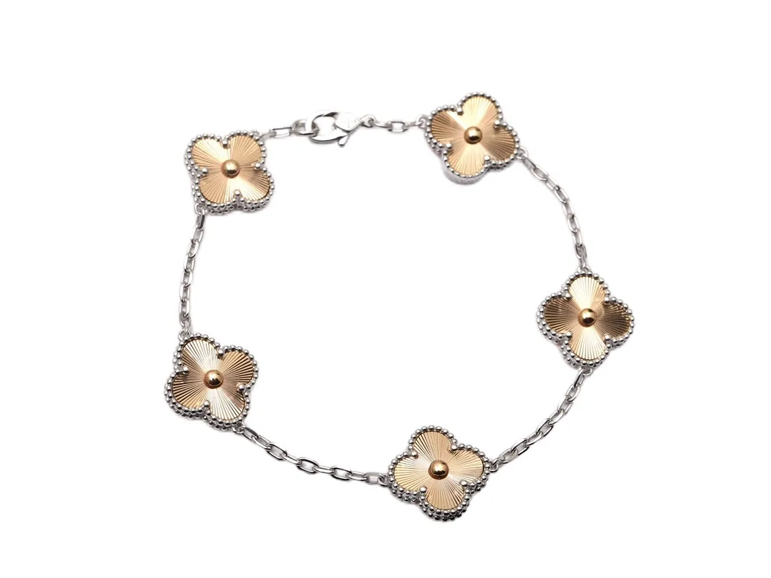 Guilloché Five-Motif Clover Bracelet (Sterling Silver) D30016647