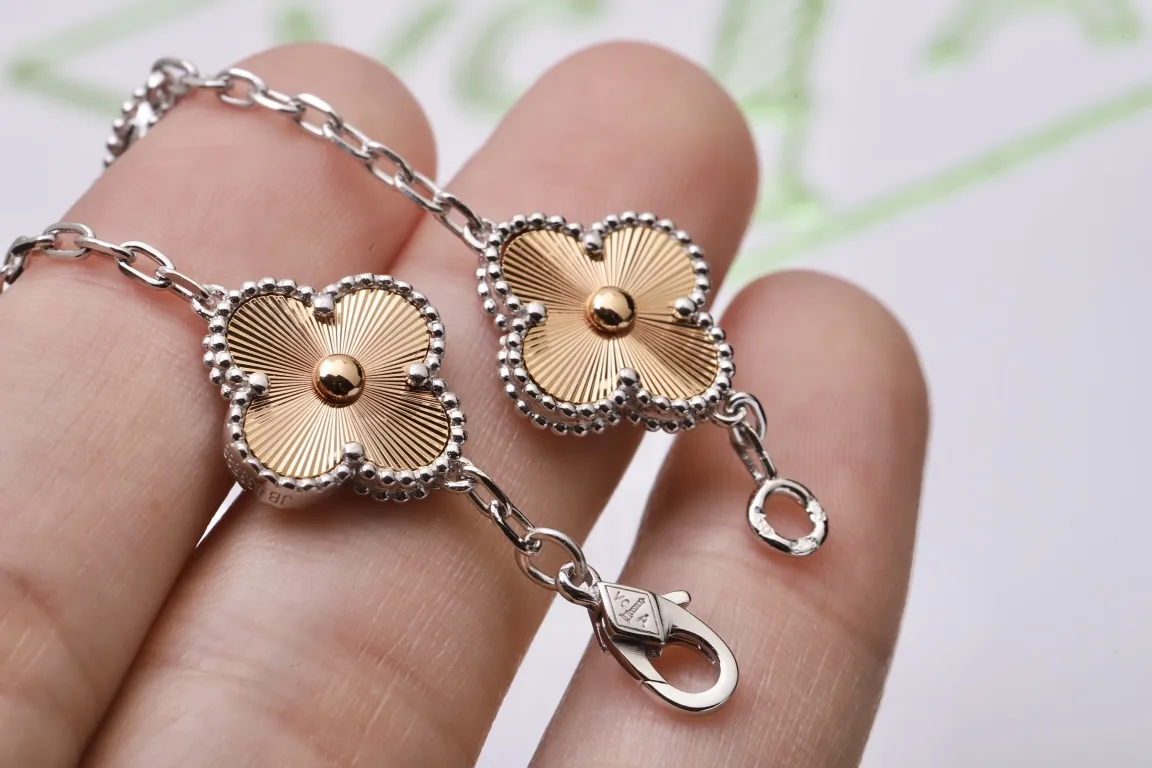 Guilloché Five-Motif Clover Bracelet (Sterling Silver) D30016647 — view 6