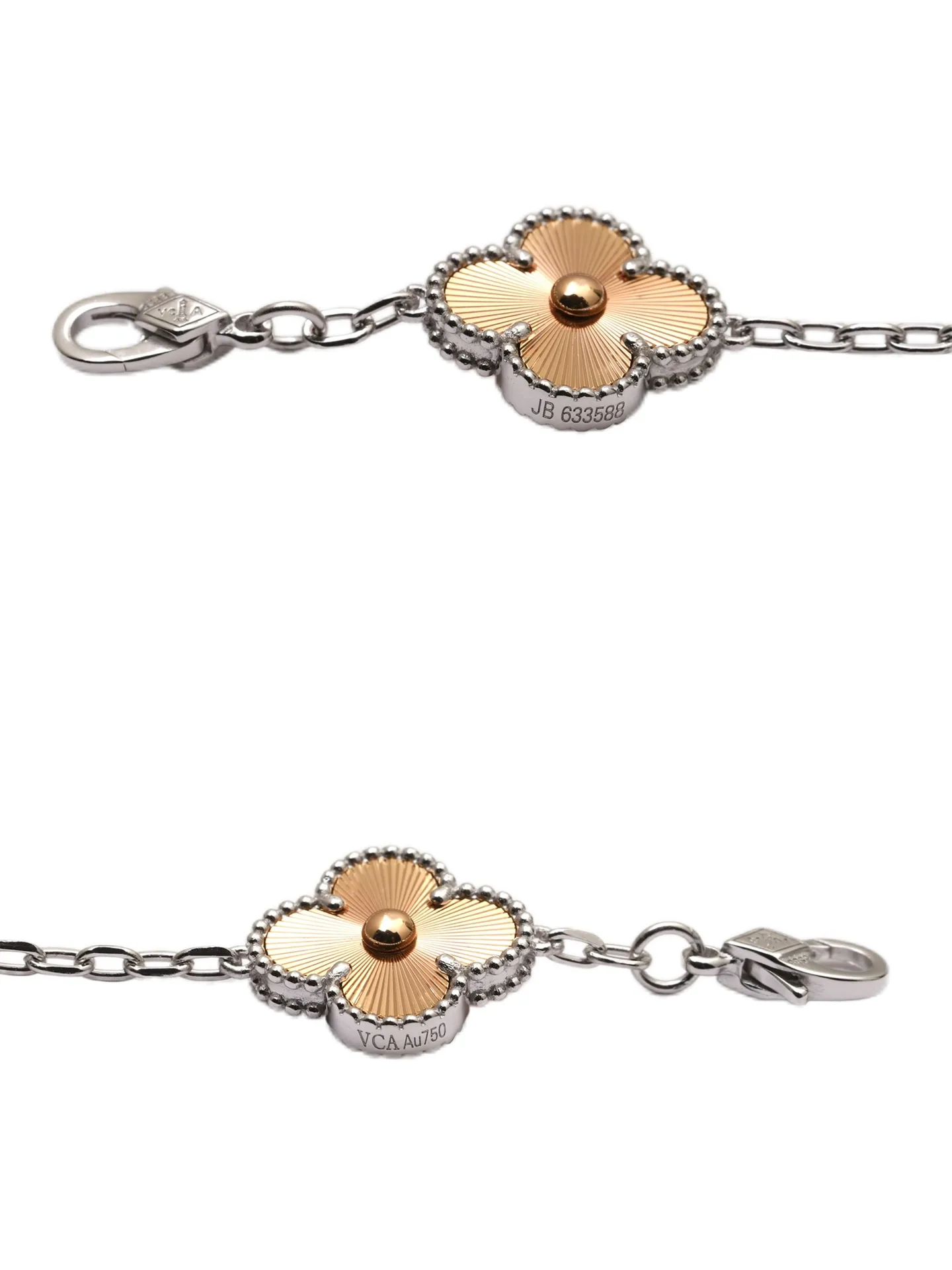 Guilloché Five-Motif Clover Bracelet (Sterling Silver) D30016647 — view 7