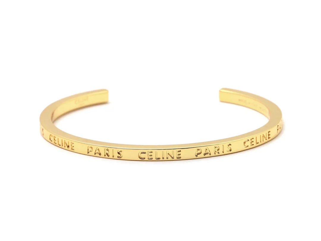 Celine Paris Logo Engraved Cuff Bracelet D14017319