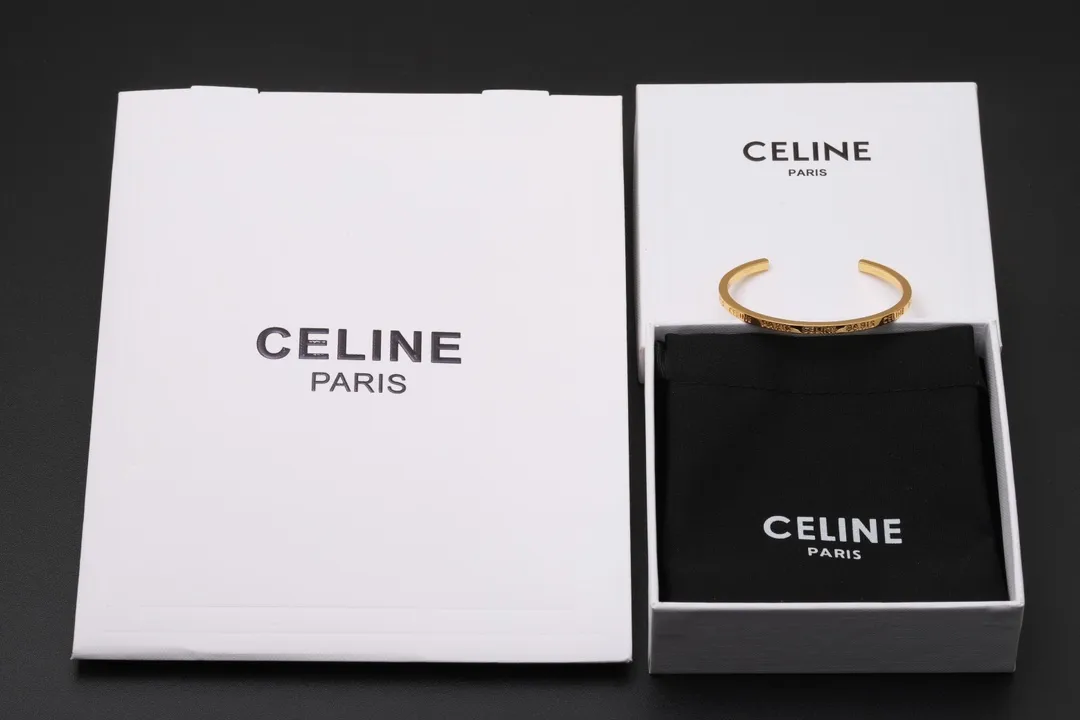 Celine Paris Logo Engraved Cuff Bracelet D14017319 — view 4