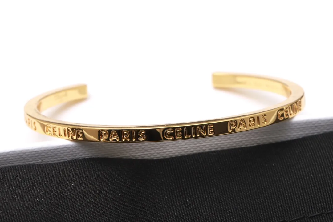 Celine Paris Logo Engraved Cuff Bracelet D14017319 — view 5