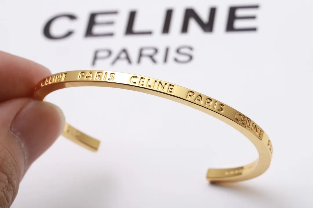 Celine Paris Logo Engraved Cuff Bracelet D14017319 — view 6