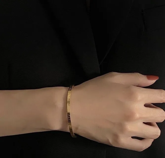 Celine Paris Logo Engraved Cuff Bracelet D14017319 — view 8