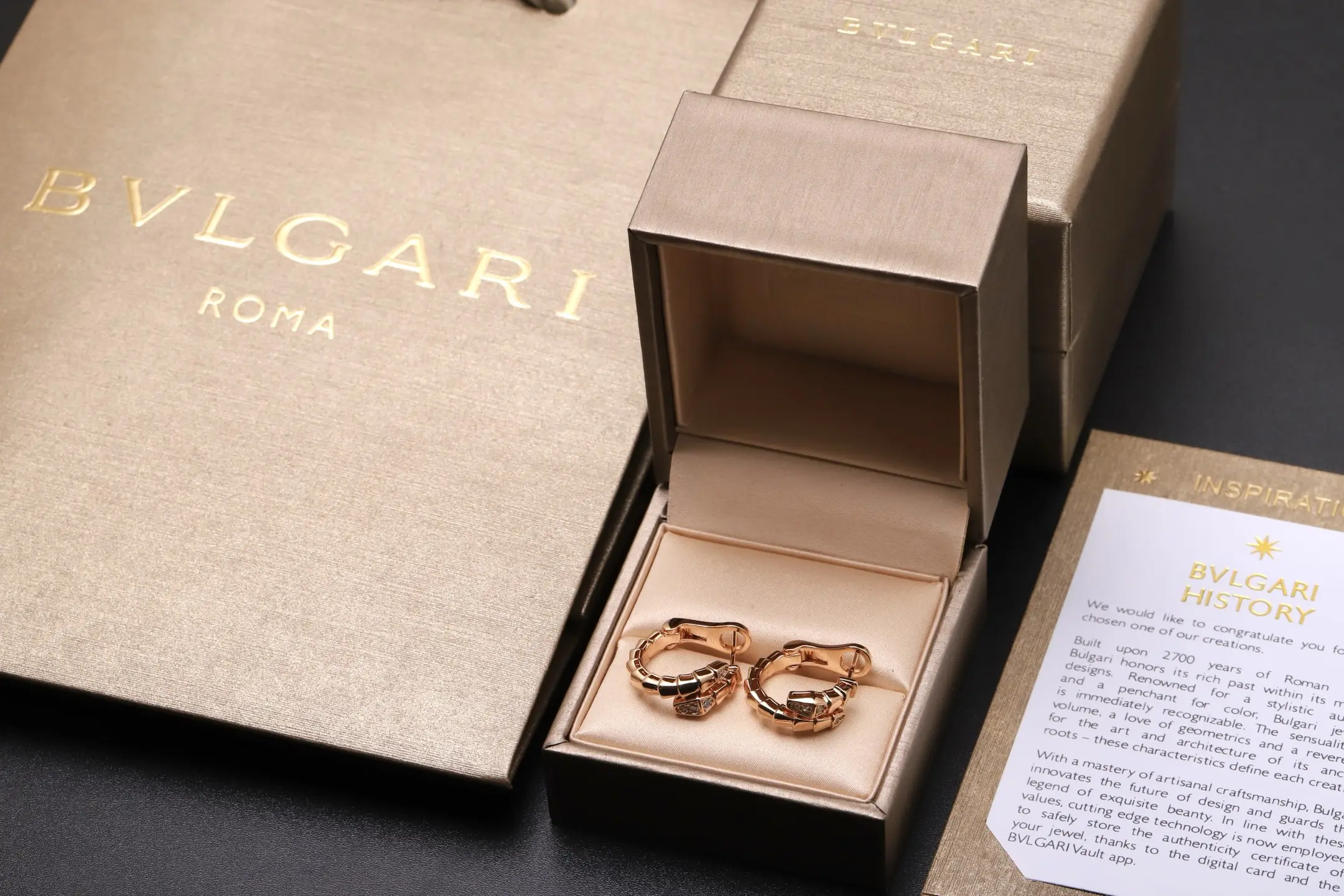 Serpenti Viper Hoop Earrings (Gold-Plated Brass) D14517402 — view 2
