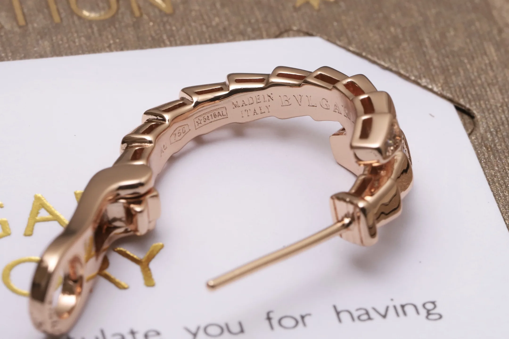 Serpenti Viper Hoop Earrings (Gold-Plated Brass) D14517402 — view 6