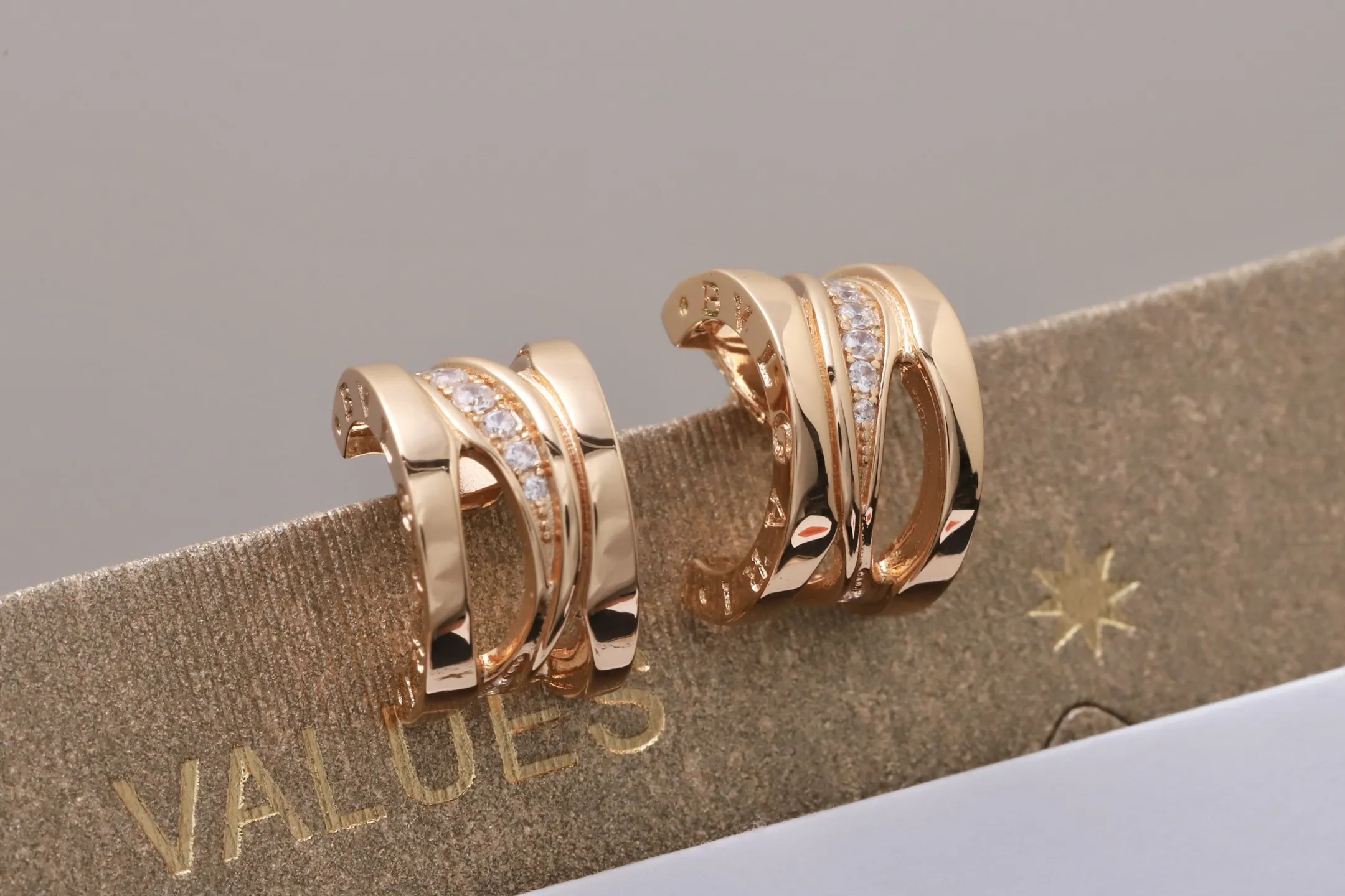 B.zero1 Diamond-Set Hoop Earrings (Gold-Plated Brass) D19017385 — view 7