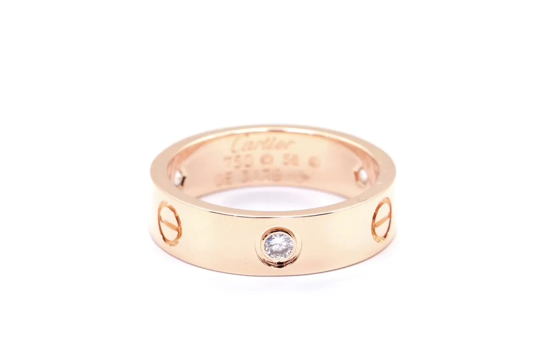 Love Three-Diamond Wide Band Ring (Gold-Plated Brass) D14517076