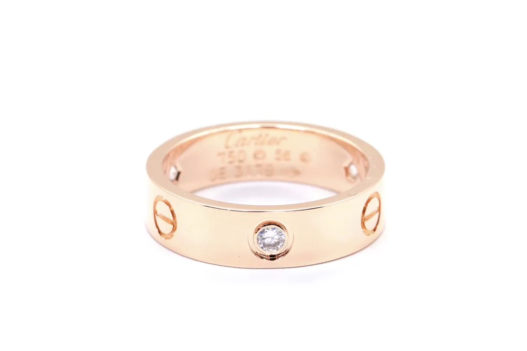 Love Three-Diamond Wide Band Ring (Gold-Plated Brass) D14517076