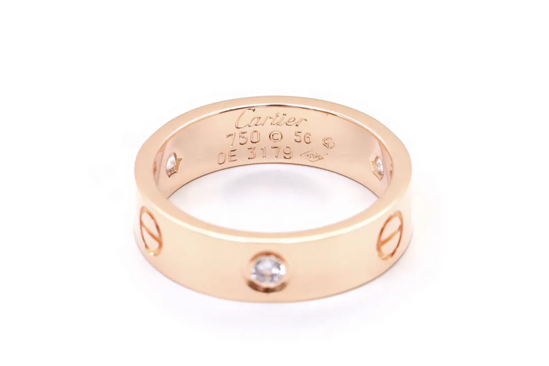 Love Three-Diamond Wide Band Ring (Gold-Plated Brass) D14517076 — view 2